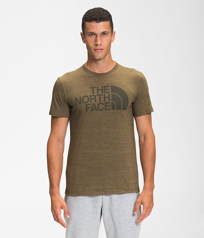 Camiseta The North Face Hombre Manga Corta Half Dome Tri-Blend Verde Oliva - Peru 20985NGBC